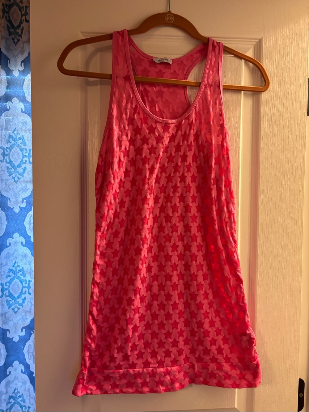 Women's Pink Star-Print Scoop Neck Tank Top